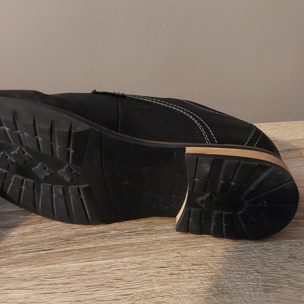 Steve Madden Mens Cherp Derby Dress Shoes 10.5‎ Black Leather Perforated Lace Up